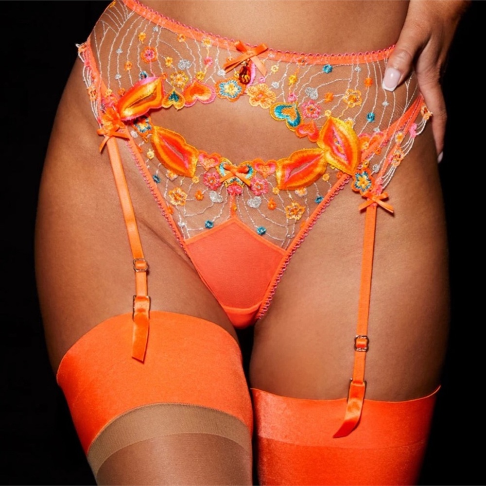 Honey Birdette Suspender Dixie Orange Small or medium